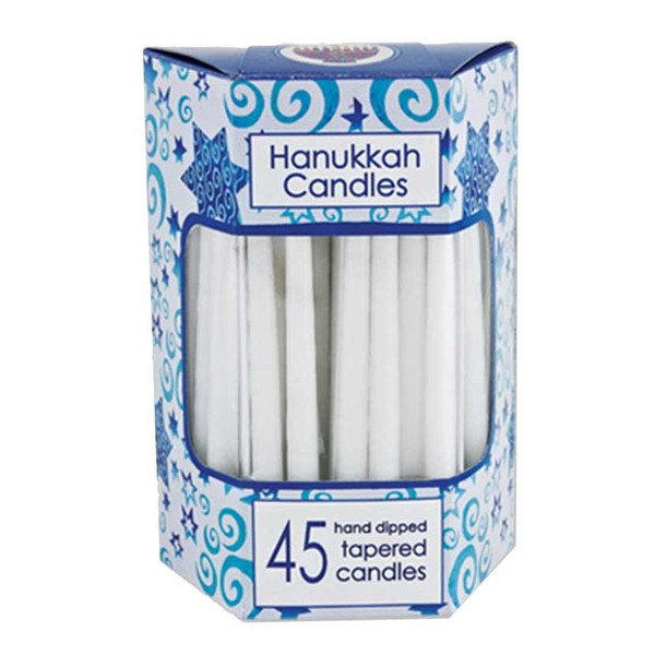 Hanukkah Gift- Deluxe Solid White Tapered Hanukkah Candles