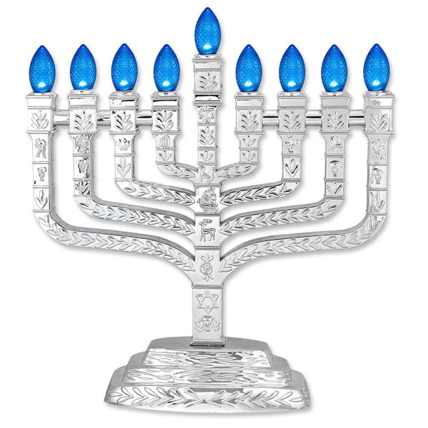 Silver Traditional Style Electric Menorah