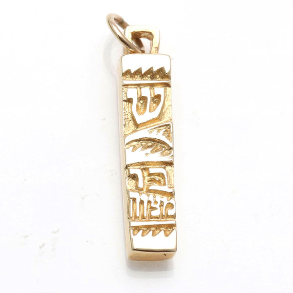 14k Gold Carved Pendant