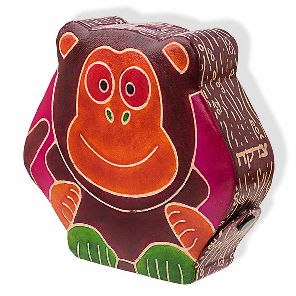 The Perfect Jewish Gift - Tooled Leather Monkey Tzedakah Box