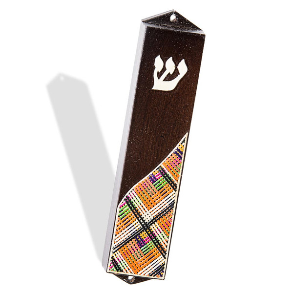 This Multicolored Wood Straw Mezuzah Makes The Perfect Jewish Gift