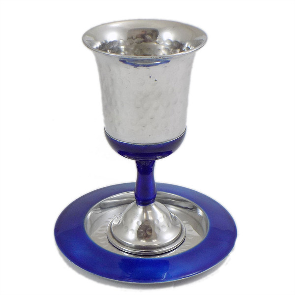 Blue Enamel Aluminum Kiddush Cup Coaster