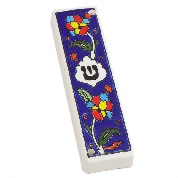 Mezuzahs | Ceramic | Ceramic Flowers Mezuzah