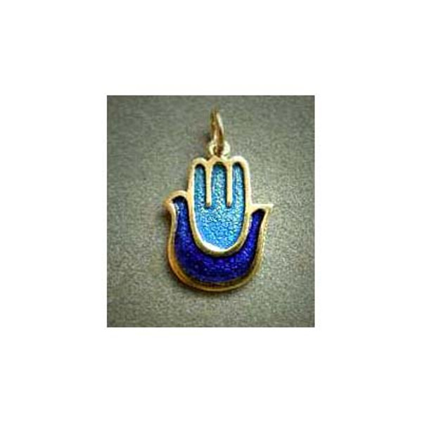 Blue Enamel Hamsa Pendant