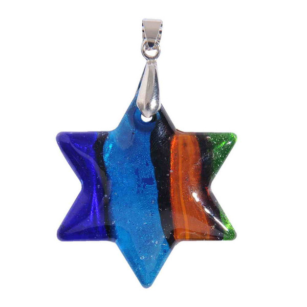 Striped Jewish Star Pendant