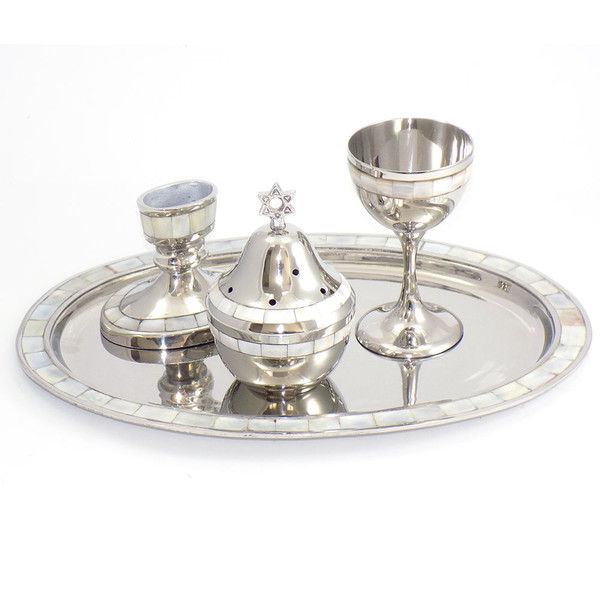 Mother Of Pearl Oval Havdalah Set