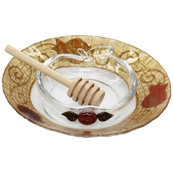 High Holiday Gifts | Glass Applique Honey Dish And Plate