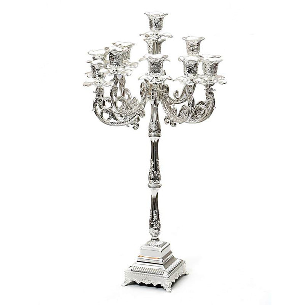 9 Branch Silverplated Traditional Candelabra