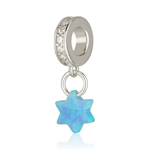 Opal Jewish Star Silver Pendant