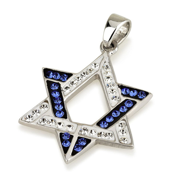 Sterling Silver Crystals Star Of David Pendant