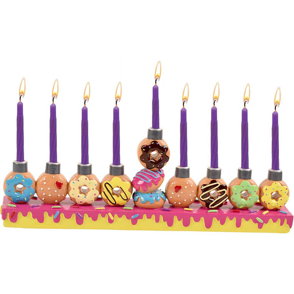 Resin Doughnut Hanukkah Menorah