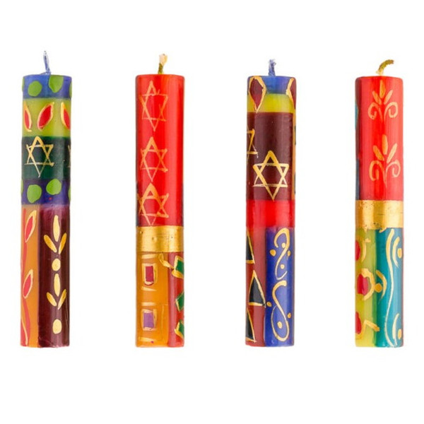 4Pack HandDecorated Judaica Shabbat Candles
