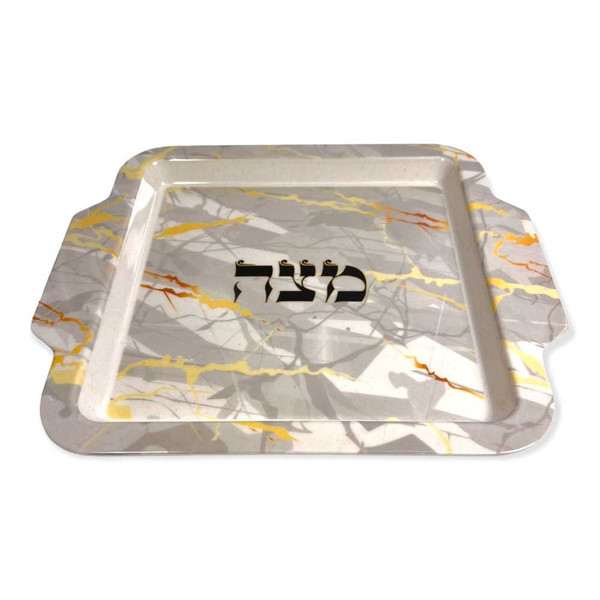 Gold Marble Melamine Seder And Matzah Plate Set