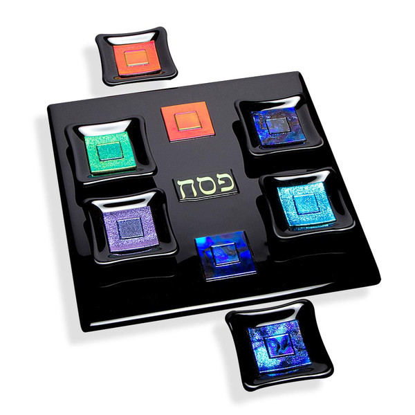 Passover Gifts-Fused Glass Black Seder Plate