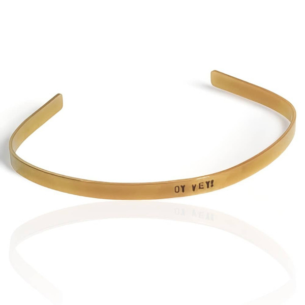 Oy Vey Stamped Brass Cuff Bracelet