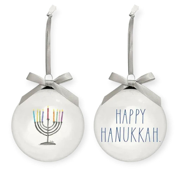 Happy Hanukkah 2-Piece Glass Ornament Gift Set