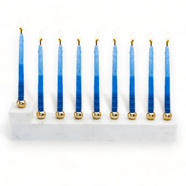 Modern White And Gold Marble Menorah