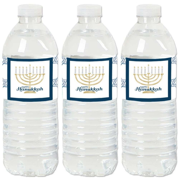 Happy Hanukkah Water Bottle Labels - 20-Pack