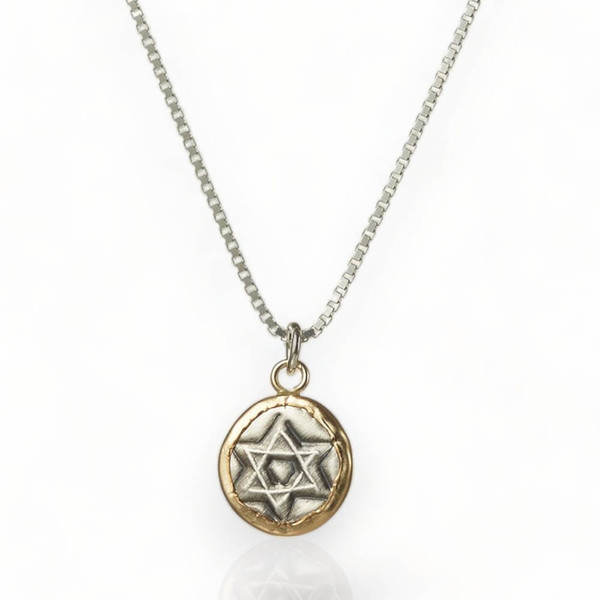 Petite Jewish Star Circle Pendant
