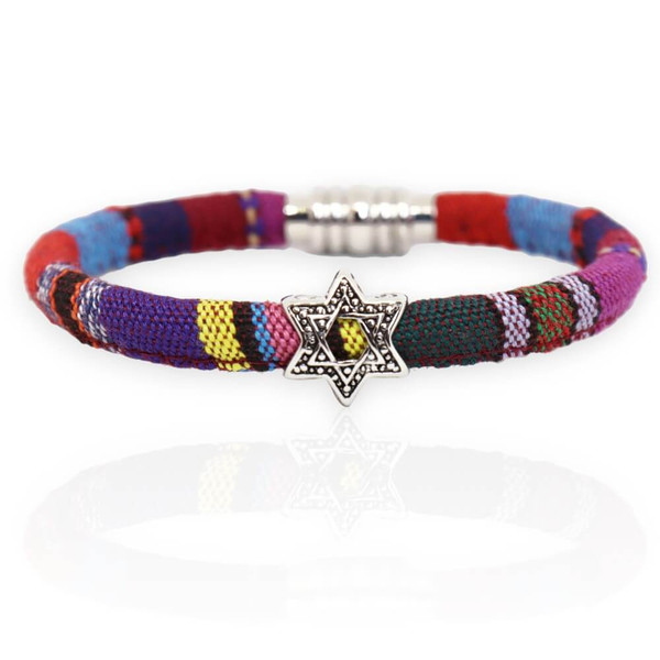 Cool Hues Braided Bracelet With Jewish Star Charm