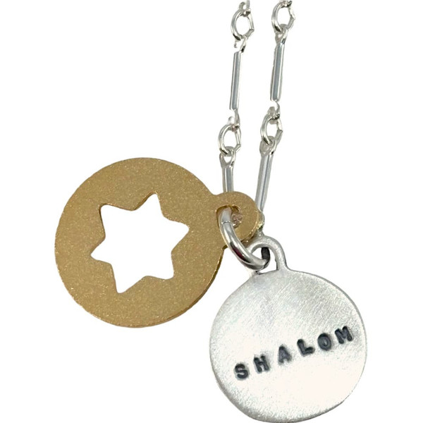 【SHALOM】 POP NECKLACE (2 Colors) Two-Tone Shalom Necklace