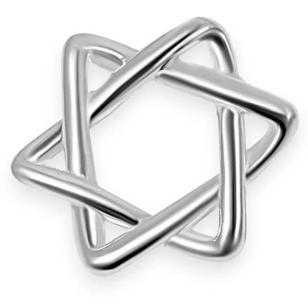Contemporary 14K White Gold Intertwined Jewish Star Necklace