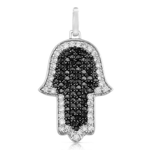 Black And Clear Crystal Pave Hamsa Pendant