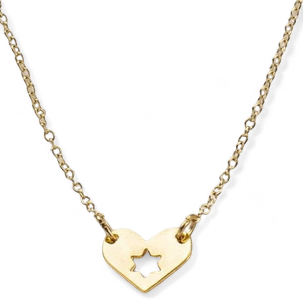 Israel At Heart Gold-Tone Jewish Star And Heart Necklace