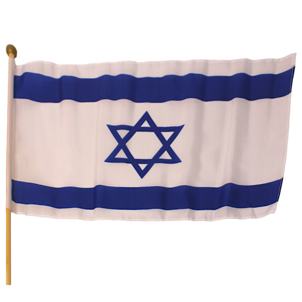 Israeli Flag With Wooden Pole