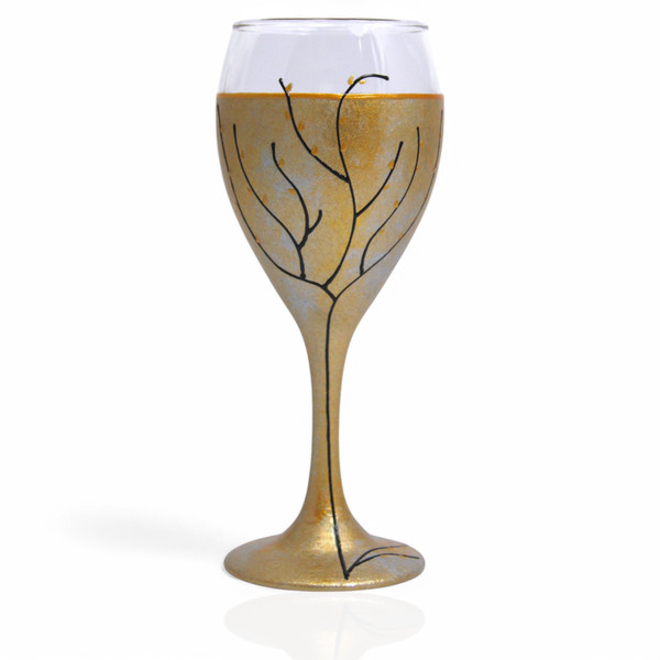 Elegant Golden Hand-Painted Kiddush Cup