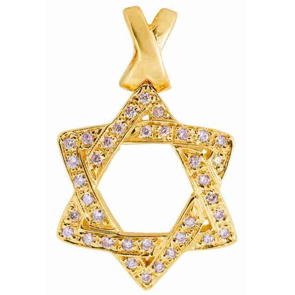 Gold Vermeil Cz Diamond Jewish Star Pendant