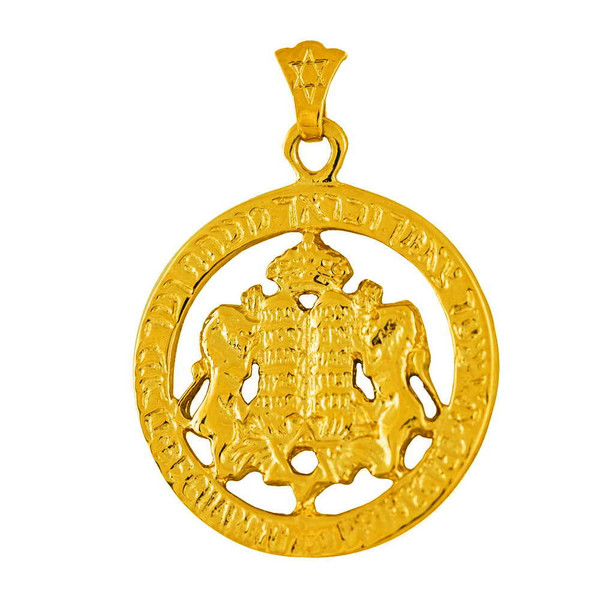 14K Gold Ten Commandments Blessing Pendant