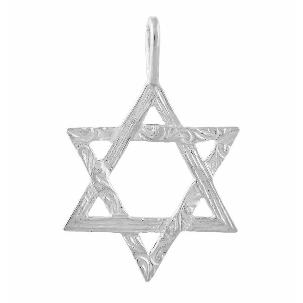 14K White Gold Designer Star Of David Pendant