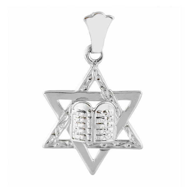 Sterling Silver Jewish Star Pendant With Tablet