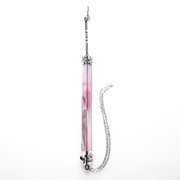 Bat Mitzvah Gifts-Silver Triangular Torah Pointer With Rose Mother Of Pearl