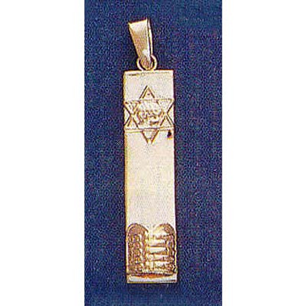 Star of David/Ten Commandments Mezuza Pendant-14k Gold