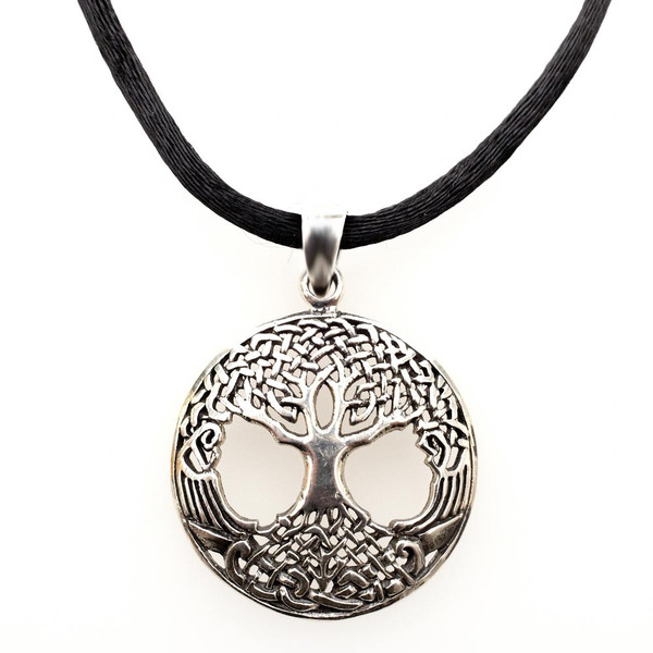 Jewish Jewelry-Judaica Tree Of Life Woven Pendant Silver