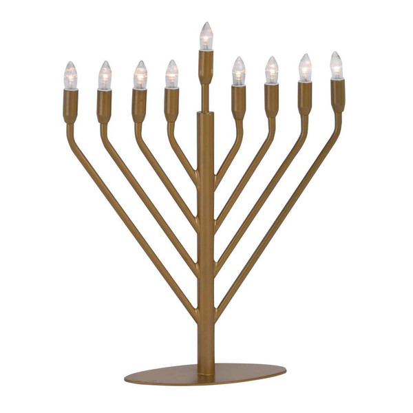 Hanukkah Gifts-Electric Contemporary Hanukkah Menorah In Gold Tone Metal