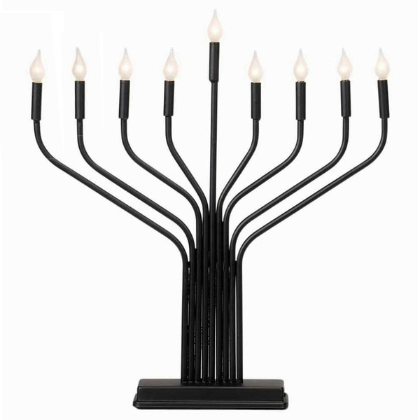 Electric Menorah For Hanukkah-Black With Clear Bulbs