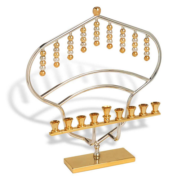 Hanukkah Gifts-Gold Silver Plated Beads Hanukkah Menorah