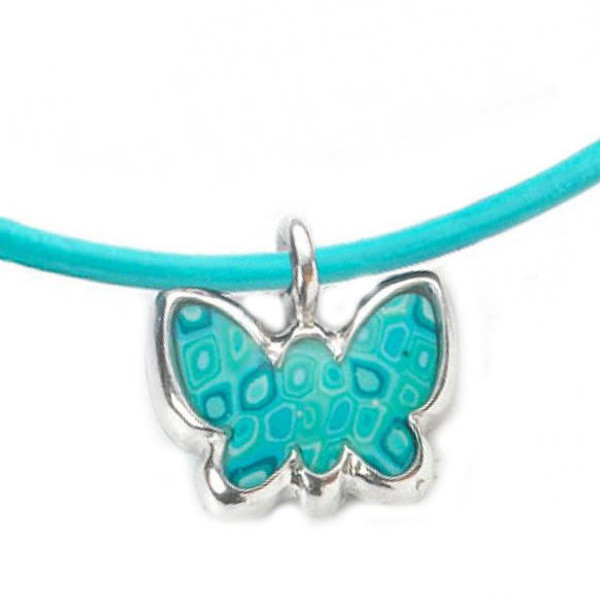 Jewish Jewelry - Blue Leather Butterfly Bracelet