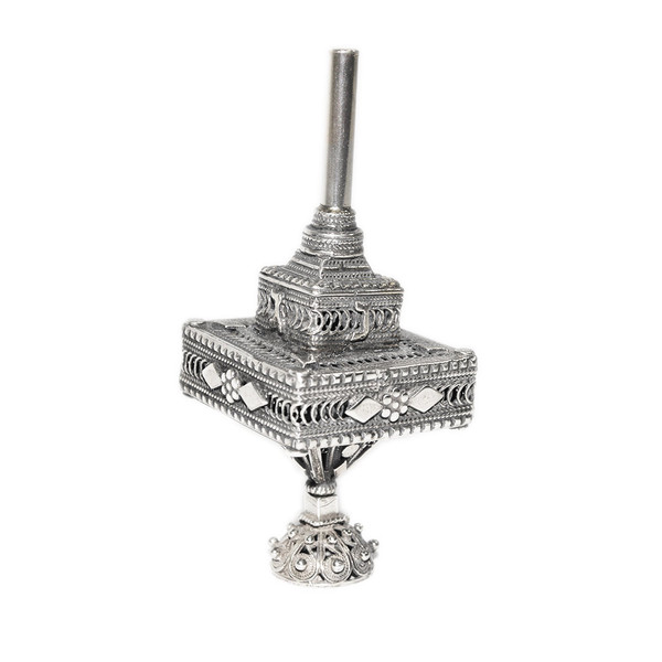 Hanukkah Gifts - Petite Square Ornate Silver Collector Dreidel