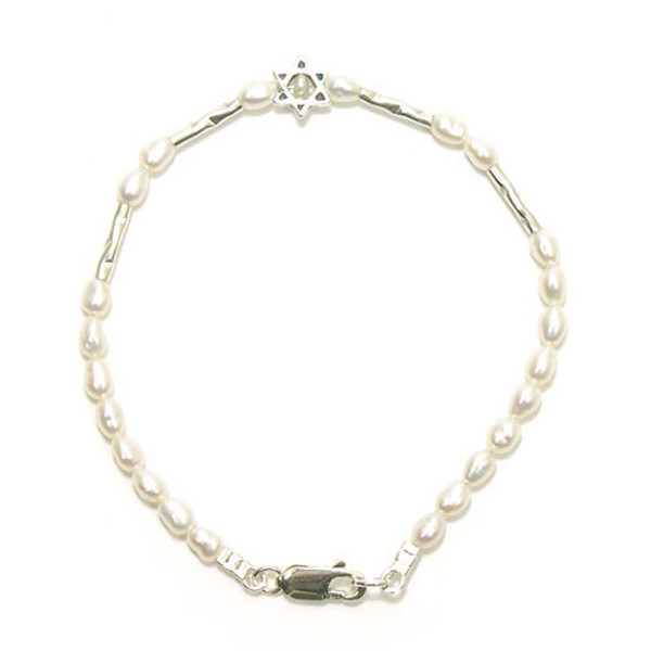 Jewish Jewelry - Circle Of Pearls Sterling Beaded Bracelet