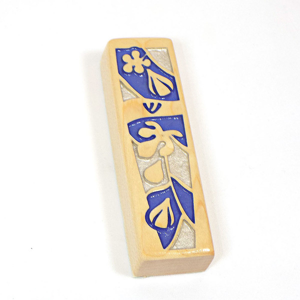 Seven Species Figs Wood Mezuzah - Made In Israel