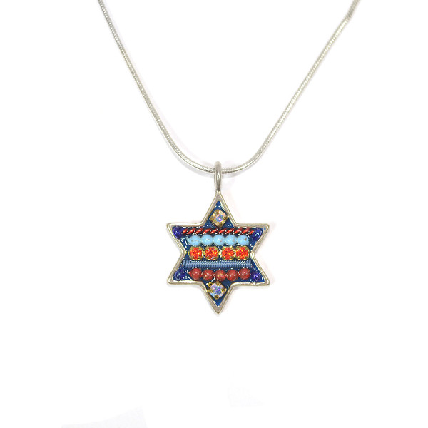 Jewish Jewelry - Beads And Crystal Star Of David Necklace, Made In Israel