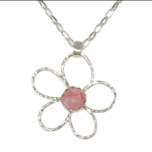 Jewish Jewelry - Cherry Daisy Necklace, Made In Israel