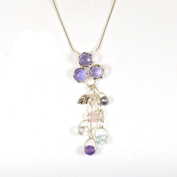 Jewish Jewelry - Purple Berries Necklace, Made In Israel