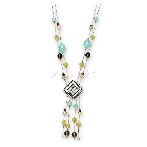 Jewish Jewelry - Crystal Bead Cable Necklace, Made In Israel