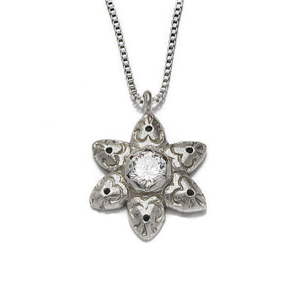 Crystal Flower Jewish Star Necklace
