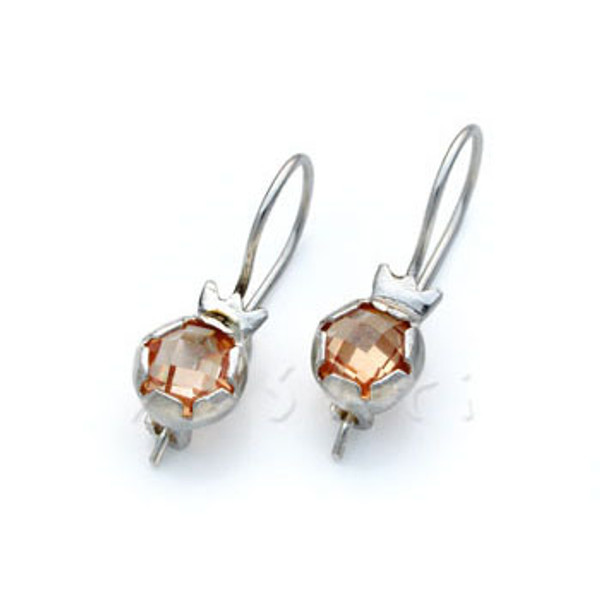 Jewish Jewelry - Orange Crystal Pomegranate Earrings